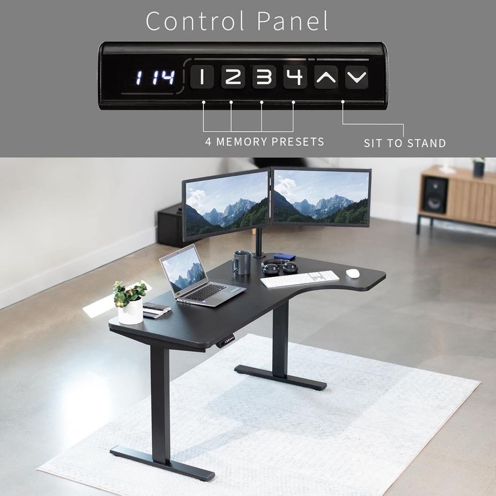 VIVO Electric Corner L-Shaped Standing Desk with Memory Height Adjustment