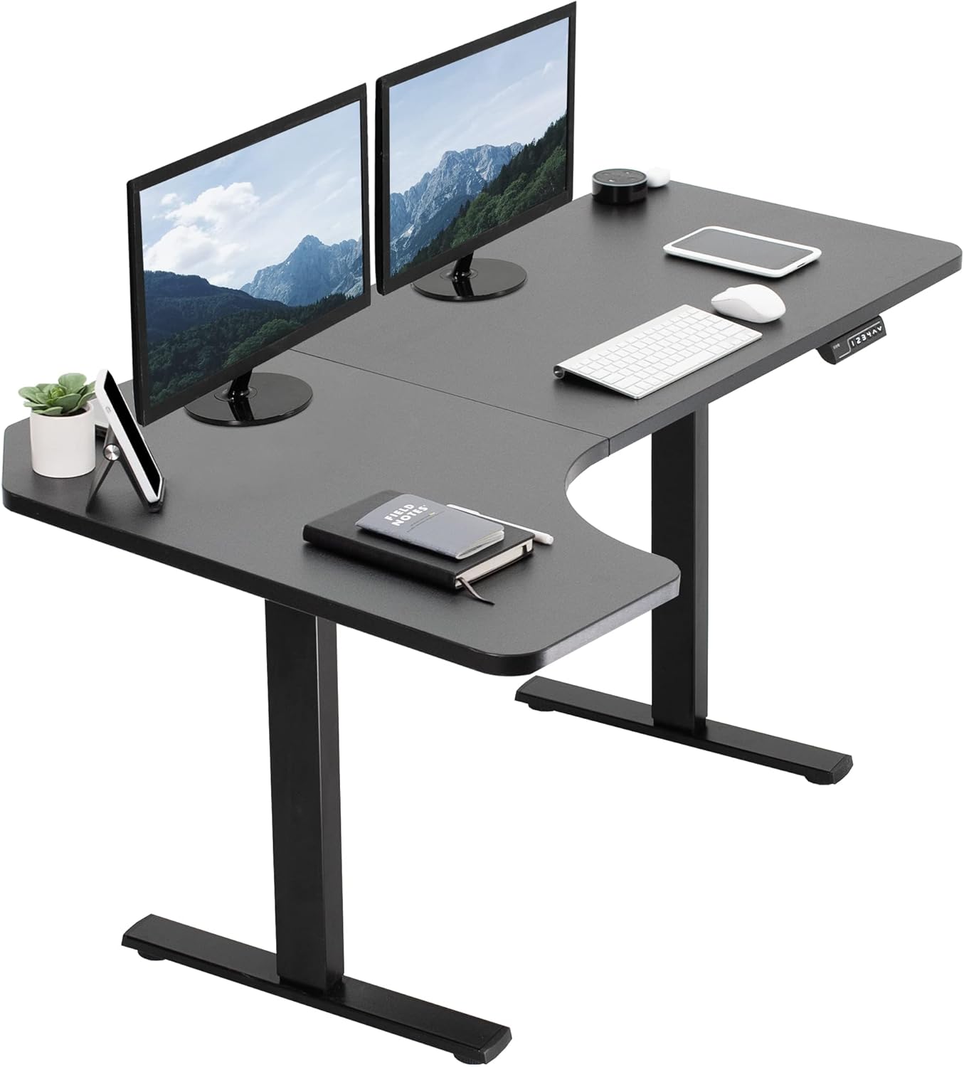 VIVO Electric Corner L-Shaped Standing Desk with Memory Height Adjustment