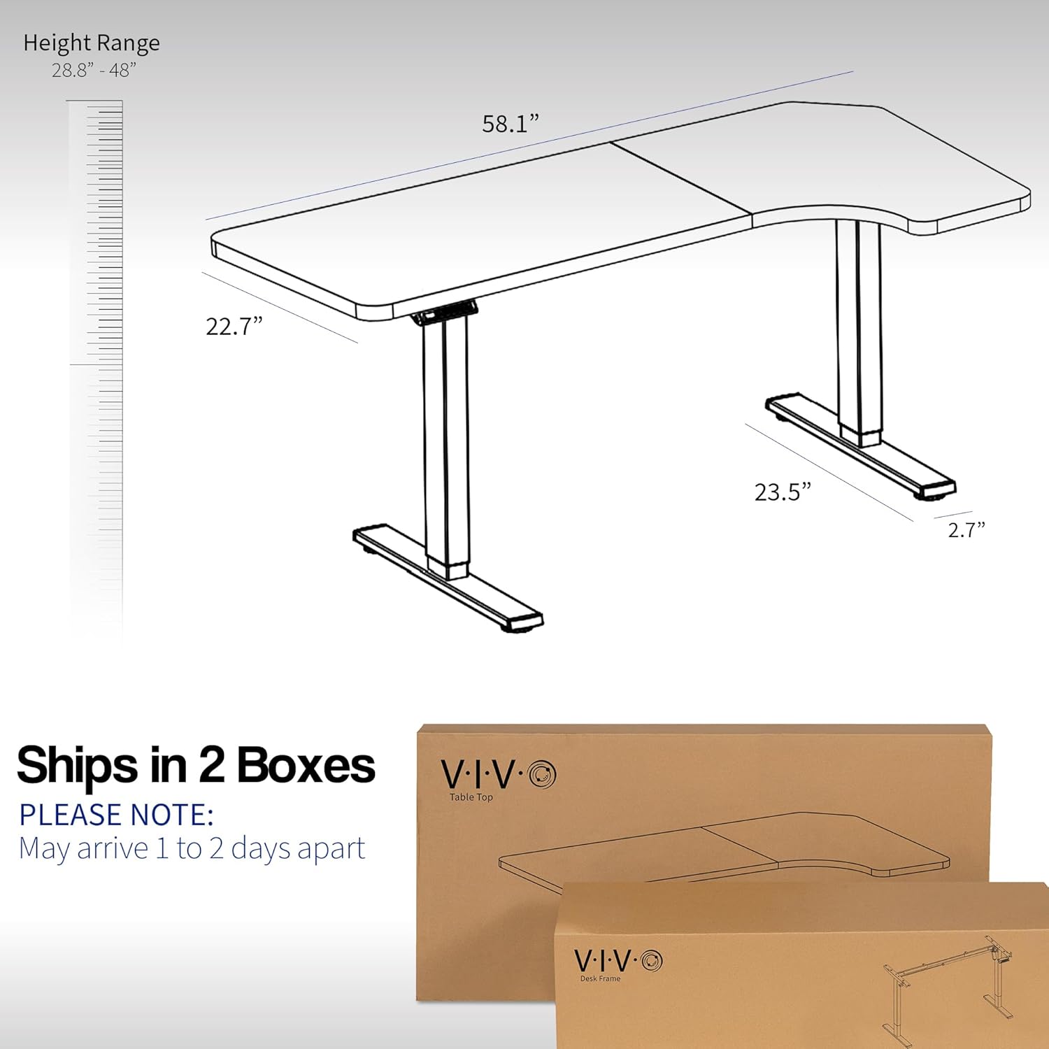VIVO Electric Corner L-Shaped Standing Desk with Memory Height Adjustment