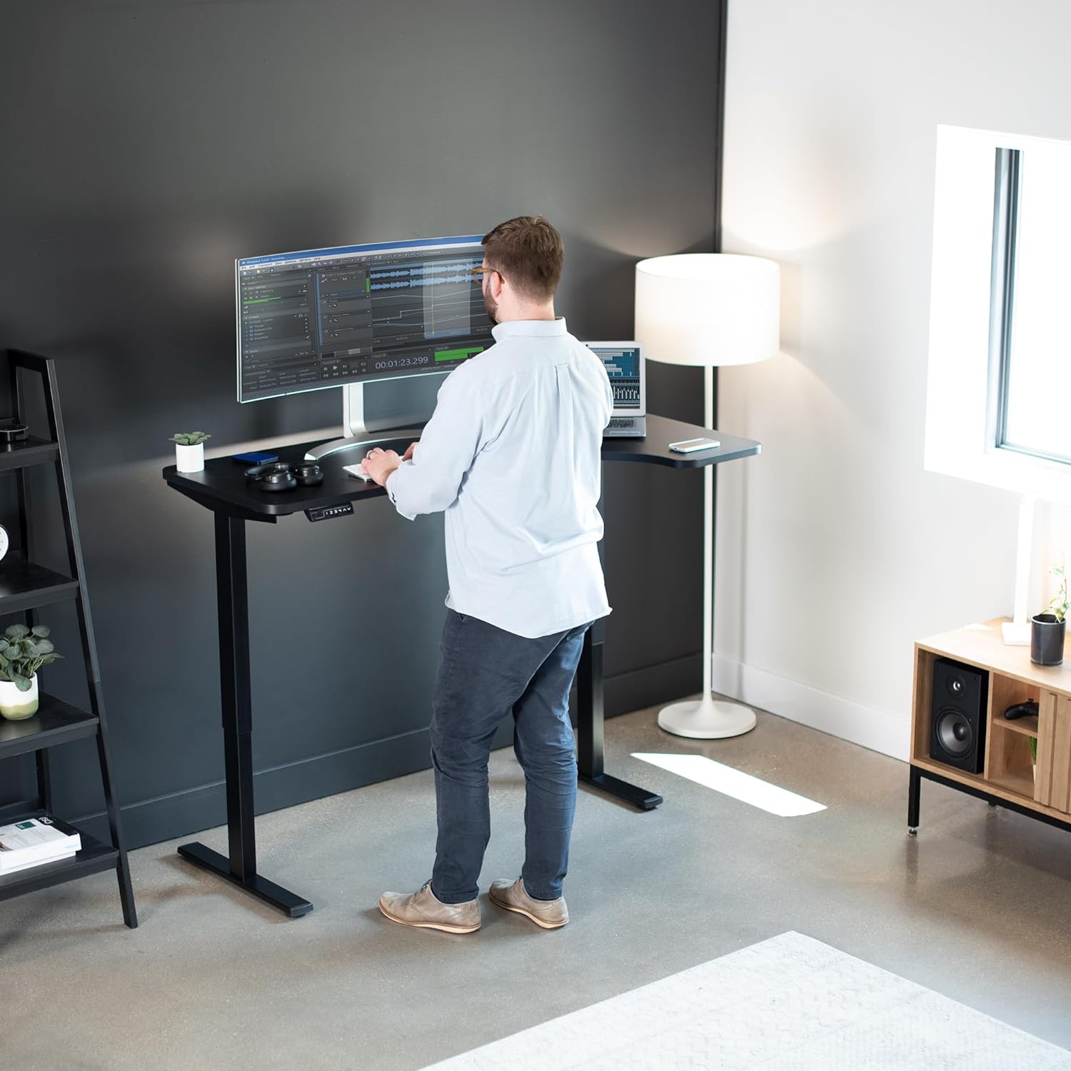 VIVO Electric Corner L-Shaped Standing Desk with Memory Height Adjustment
