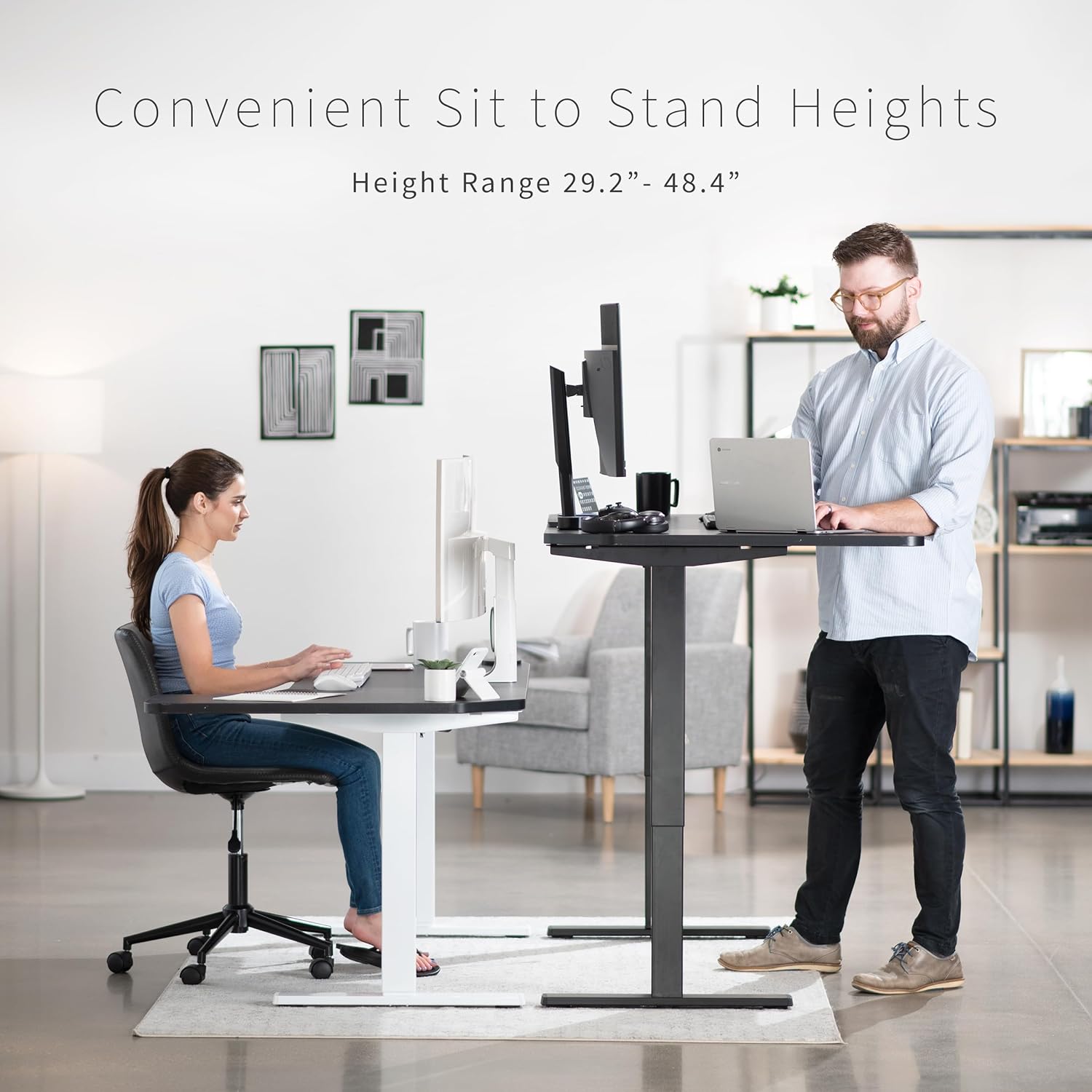 VIVO Electric Corner L-Shaped Standing Desk with Memory Height Adjustment